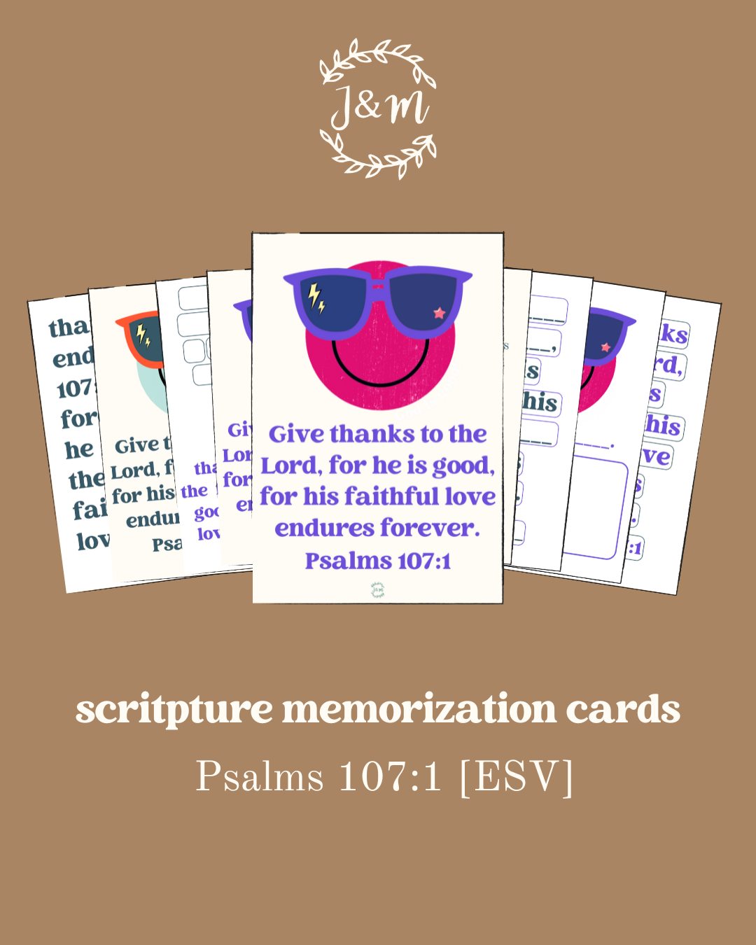 Psalms 107:1 - scripture memorizing kit