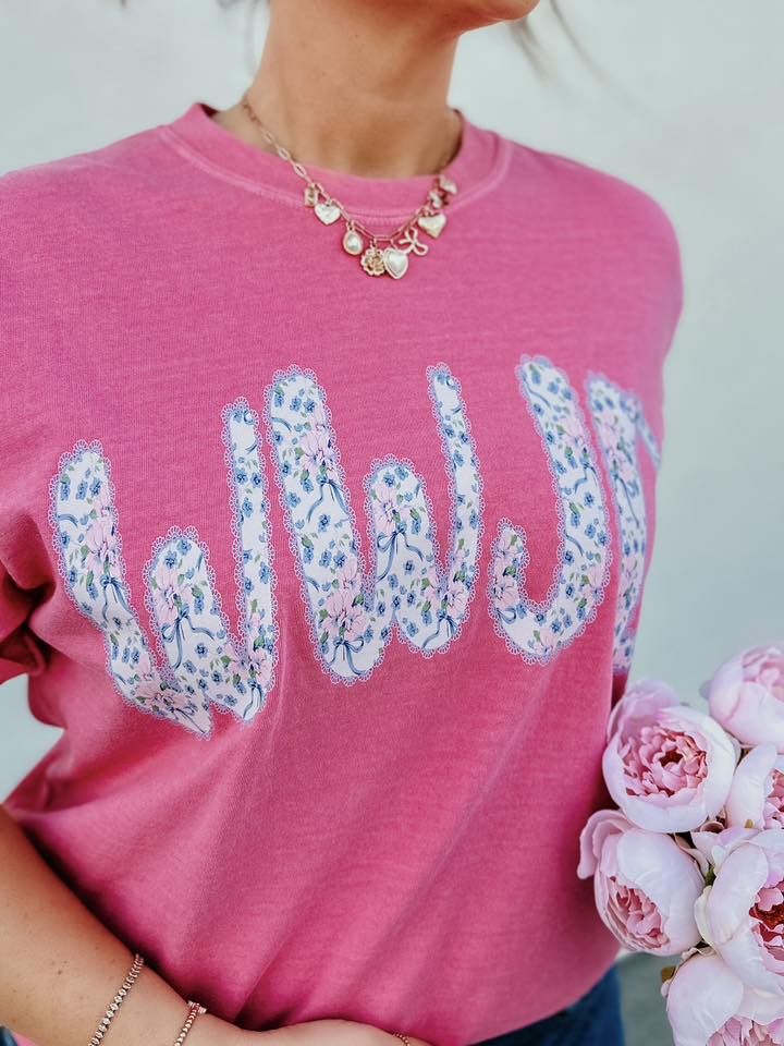 wwjd floral christian t-shirt comfort colors crunchberry faith graphic tee