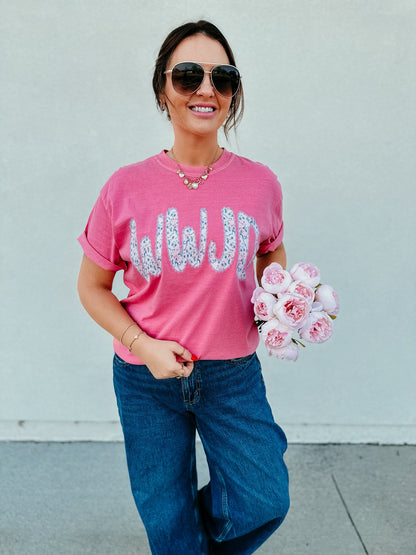 wwjd floral christian t-shirt comfort colors crunchberry faith graphic tee