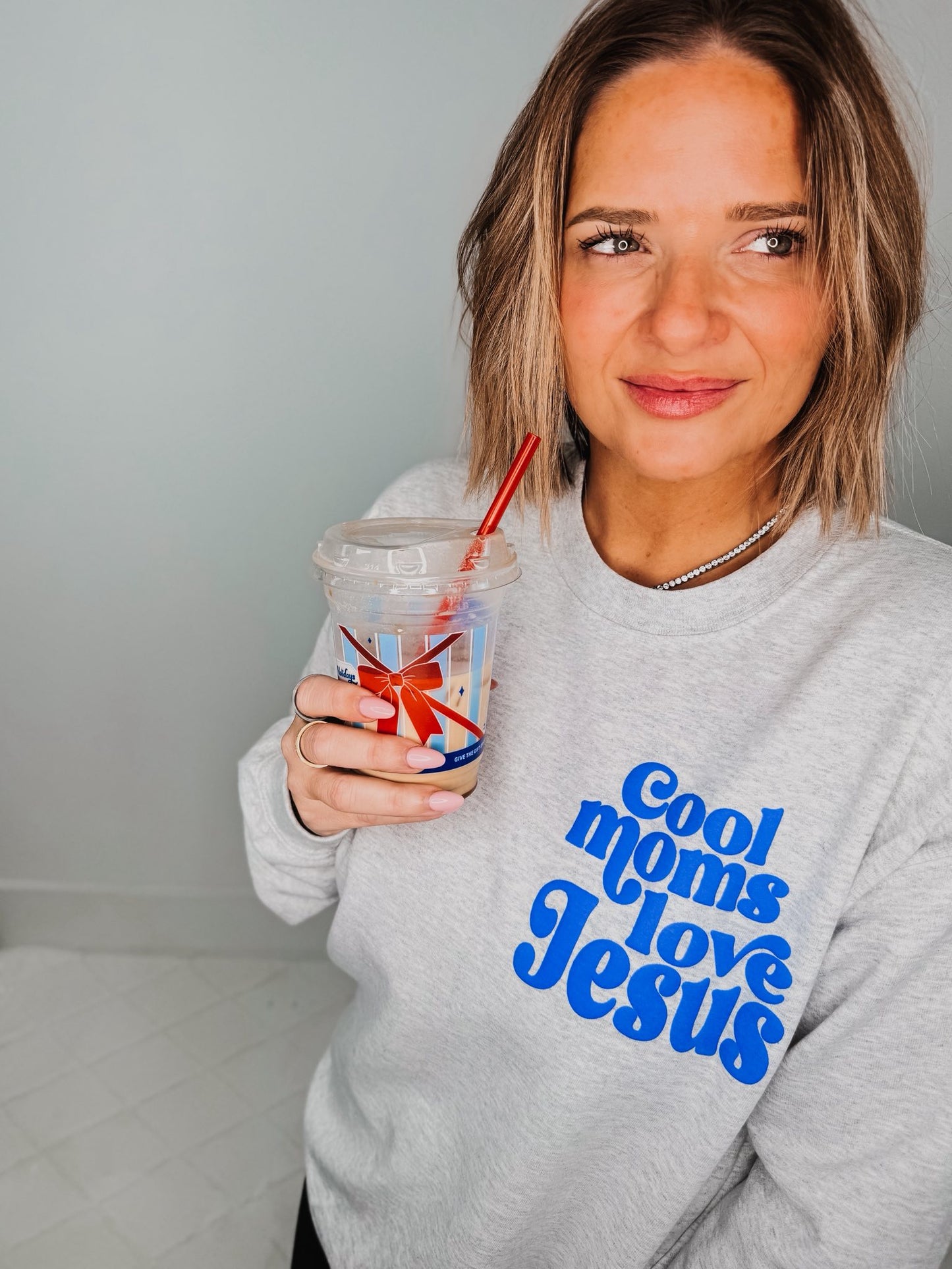 cool moms love Jesus ash gray christian sweatshirt faith apparel for moms