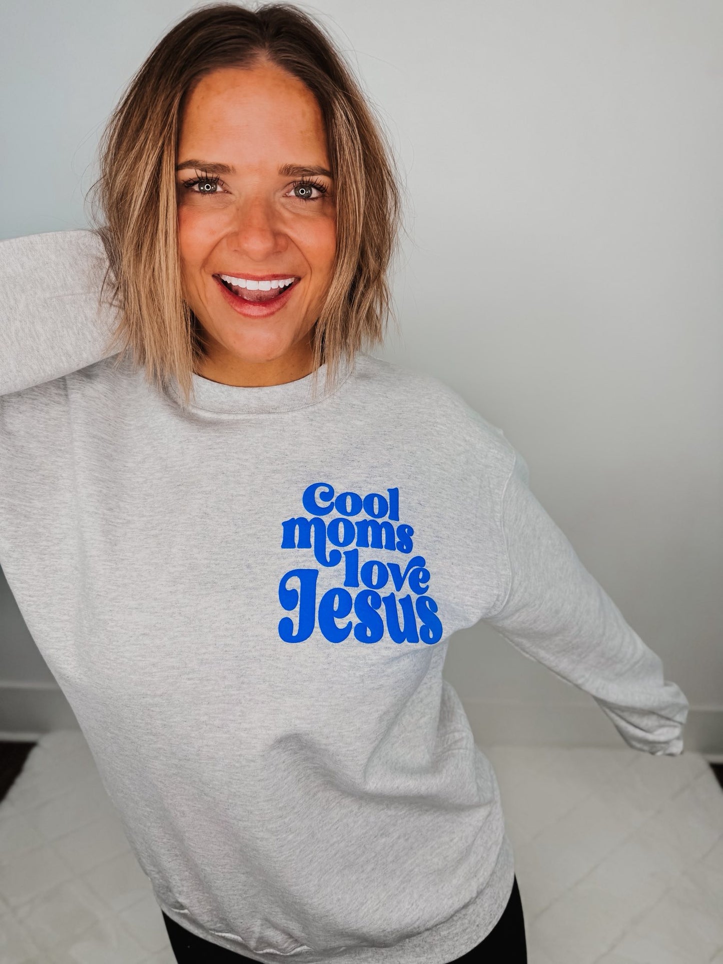 cool moms love Jesus christian sweatshirt ash crewneck faith sweatshirt for moms