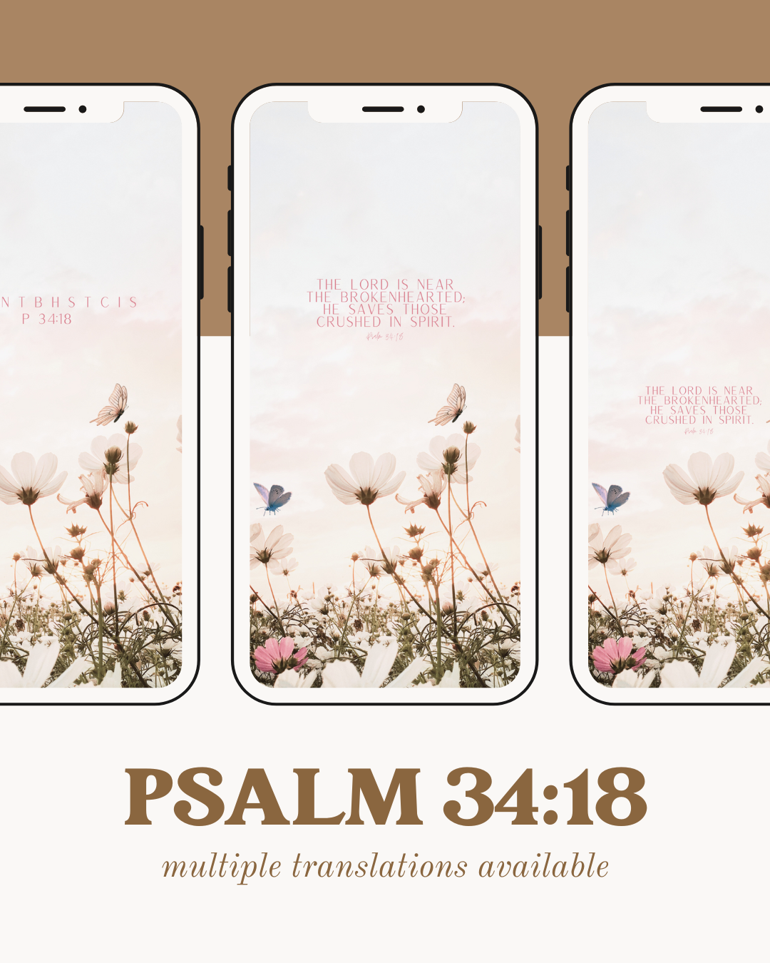 Psalm 34:18 scripture memorization phone wallpaper