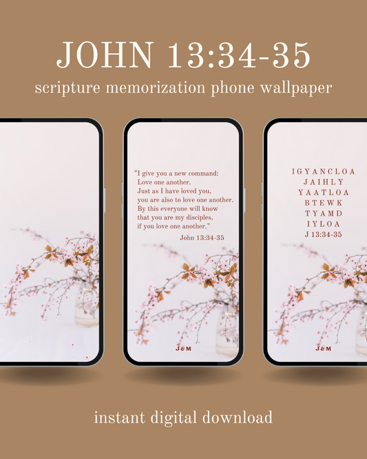 John 13:34-35 scripture memorization phone wallpaper