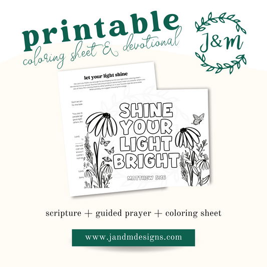 let your light shine coloring sheet + devotional